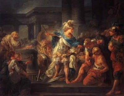 Alejandro Magno cortando el nudo gordiano